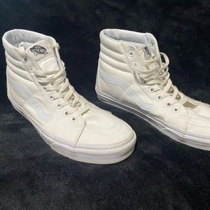 Vans High top Skate Shoe White mens size 10.5- canvas, gently worn